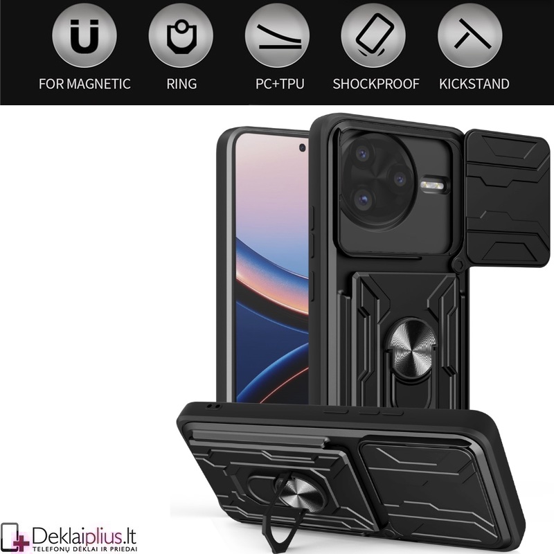 6in1 smūgiams atsparus dėklas su kortelių dėklu - juodas (Xiaomi Poco F7 Ultra) 6in1 smūgiams atsparus dėklas su kortelių dėklu - juodas (Xiaomi Poco F7 Ultra)